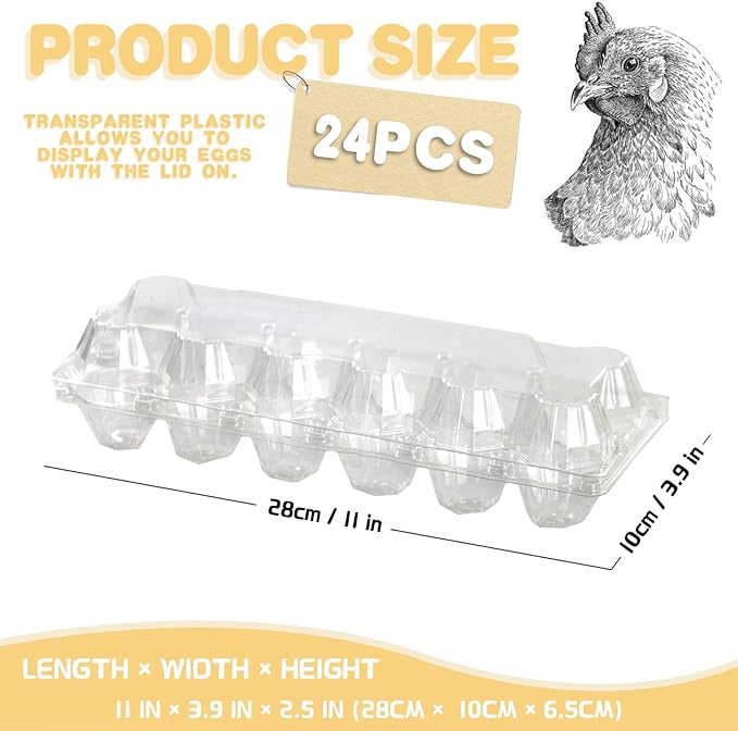 Septo 2 x 6 Plastic Egg Cartons for 12 Eggs,50 Pcs Egg Cartons Cheap Bulk Clear Reusable Tray Refrigerator Chicken Farm Markets