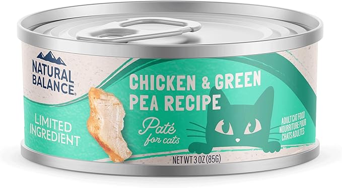 Natural Balance Limited Ingredient Chicken & Green Pea Recipe Soft Pate Wet Digestion Cat Food for Sensitive Stomach, 3 oz. (Pack of 24)