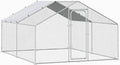 BOSSIN Bold Chicken Coop Run Large Metal Chicken Pen Outdoor, Poultry Cage Spire Shape, Heavy Duty Walkin for Yard with Waterproof and Anti-UV Cover, for Rabbits Habitat