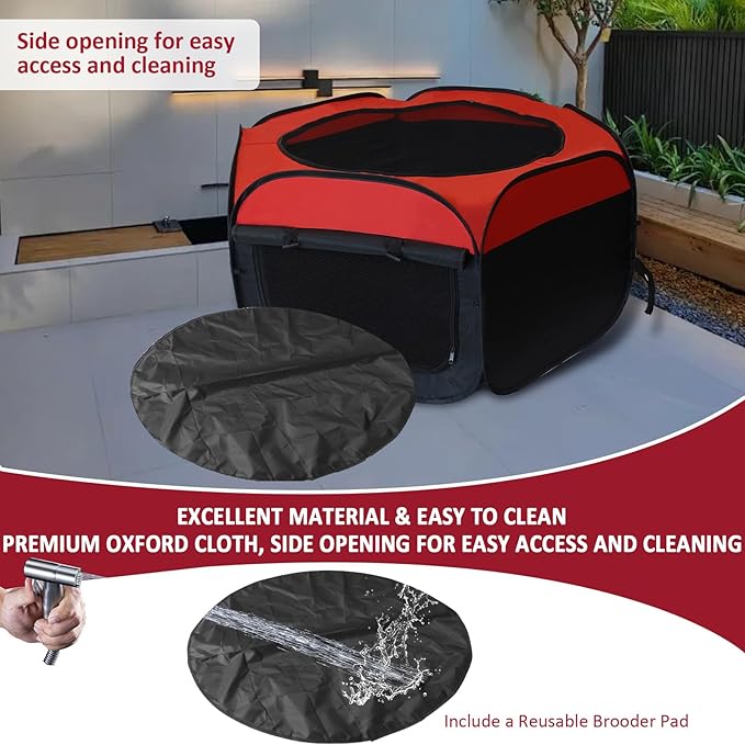 Chick Brooder Box, Foldable Chicken Brooder Box for Chicks, Pop-Up Baby Chicken Cage Supplies Brooding Up to 15 Baby Chick, Duck and Quail, Starter Kit with Storage Bag, Fixed Pegs, Waterproof Mat