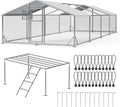 26x10FT Extra Large Metal Chicken Coop with Perch, Functional Split Door Chicken Coop Run with Cover & Hardware Cloth,Heavy Duty Chicken Pen with Aluminum Frame, Easy Setup Animal Run for Hen, Duck