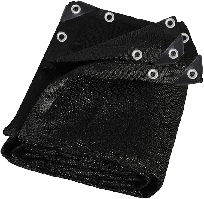 90% Heavy Duty Shade Mesh Tarp Shade Cloth Taped Edge with Grommets - for Outdoor Plant Cover,Patio,Tomatoes Barn Kennel,Greenhouse (Black, 12 ft X 20 ft)