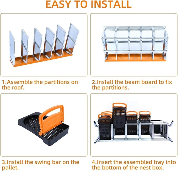 10-Hole Chicken Nesting Box with Removable Lid, Metal Chicken Coops with Roll Away Design/Easy Egg Collection/Ventilation Holes, for Chickens Coops, Duck and Hens
