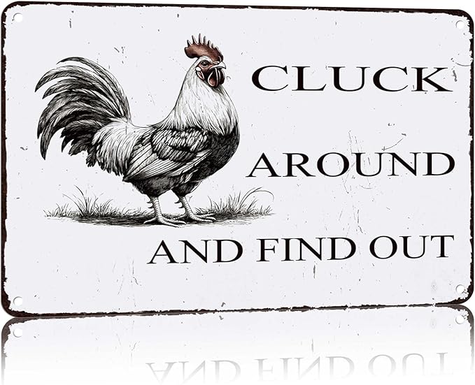 Chicken Coop Accessories Metal Signs 8x12 Inch,Funny Chickens Tin Signs,Chicken Decor Farmhouse Kitchen Decor,Rustic Farm House Decorations for Home/kitchen Wall Art