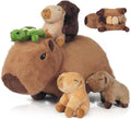 5 in 1 Capybara Plush Large Capybara Stuffed Animal with Babies, 14.2" Mommy Stuffed Capybara Plushies Pillow with 4 Baby Capibaras Peluches Capybara Toys for Kids Birthday Easter Stuffers Gifts