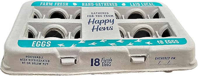 18-Pack Farm Fresh Egg Cartons – Recycled Paper cardboard, Cute Printed Design, Reusable & Durable – Holds up to XL Chicken Eggs – Eco-Friendly Storage for Backyard & Homestead Eggs - 50 Pack