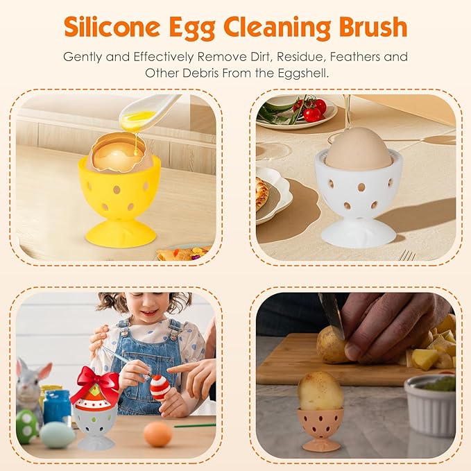 2 PCS Egg Washer for Fresh Eggs, Silicone Egg Brush Cleaner, Egg Cleaner Scrubber for Fresh Eggs, Reusable Multipurpose Washing Egg Tool for Fruits and Vegetables(Pink/Blue)