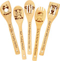 Highland Cow Gifts for Women - Cow Wooden Spoons for Cooking Mothers Day Gifts Bamboo Highland Cow Kitchen Accessories Cow Decor for Cow Lovers Engraved Wooden Cooking Spoons Cow Stuff 5PCS