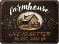 Rustic Farmhouse Metal Sign Vintage Style Life is Better Wall Decor Gift 12x8 Inches