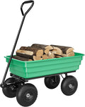 Heavy Duty Garden Dump Cart 1200 lbs, 6 Cu.Ft. Yard Wagon with 13" All-Terrain Wheels, Quick-Release Tipping, Pivoting Handle for Gardening, Lawns, Farms – Green Bucket + Black Iron Handle |