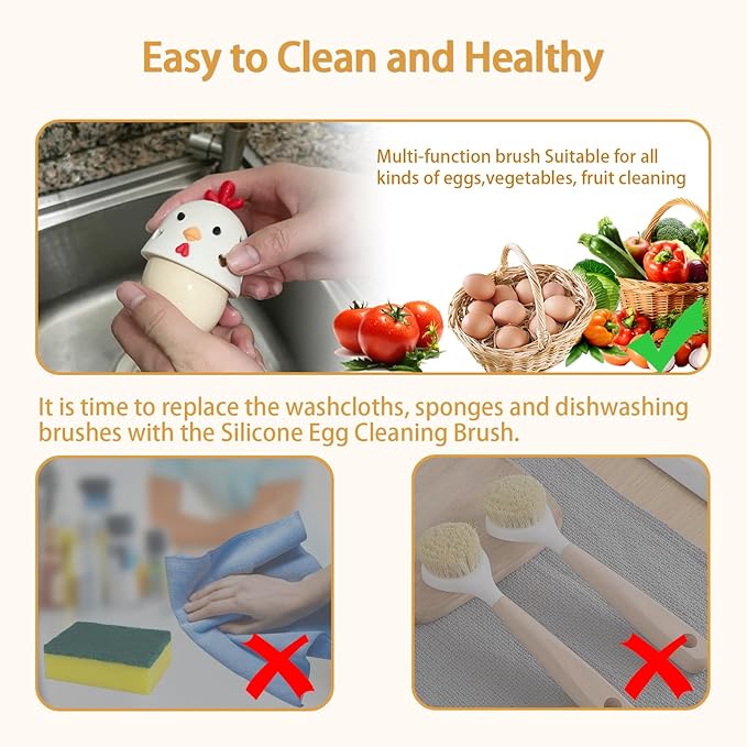 Egg Washer for Fresh Eggs, Egg Brush for Cleaning Fresh Eggs, Egg Cleaner for Fresh Eggs, Good Egg Brush, Cleaning Tools for Egg Washer -1 Pack (White)