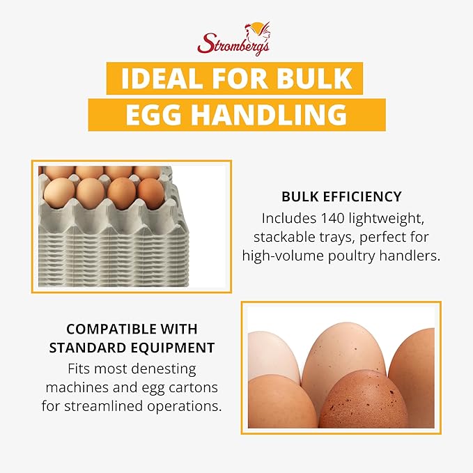 Stromberg's 30-Count Paper Egg Filler Flats, Biodegradable Bulk Egg Trays for Chickens and Ducks, Eco-Friendly Egg Flat for Safe Transport, Storage, and Sale, 140-Pack (Eggs Not Included)