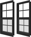 2 Pack Shed Windows 24" x 36" Flush Mount Window with Tempered Glass,House Small Windows,Household Sliding Windows for Chicken Coop, Playhouse, Household, Garage-Black