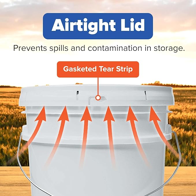 ePackageSupply 5 Gallon Plastic Bucket with Airtight Lid | Made in USA | Food Grade Bucket | BPA-Free | Heavy Duty 90 Mil All Purpose Pail | One 12" Rubber Mallet & One Lid Opener Included | 6 Pack
