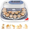 Sailnovo 24 Egg Incubators for Hatching Eggs, 4 Modes Egg Incubator with Automatic Egg Turning and Humidity Display, Egg Candler - 360° View with Clear Window Incubators for Hatching Chicks, Blue