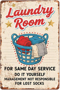 Vintage Laundry Room Metal Tin Sign Retro Styled Wall Art for Bathroom Decor and Utility Room Wall Display 8X12Inch
