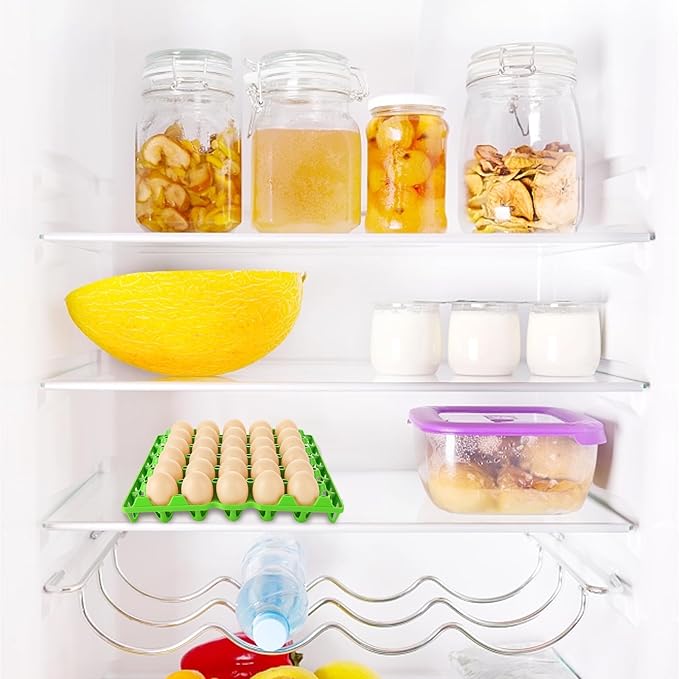 16 PCS Plastic Egg Tray 30 Cell Egg Flats Crates Stackable Egg Cartons Reusable Carton, Hold Multiple Eggs, Great for Storing, Sorting and Shipping Eggs, 4 Colors