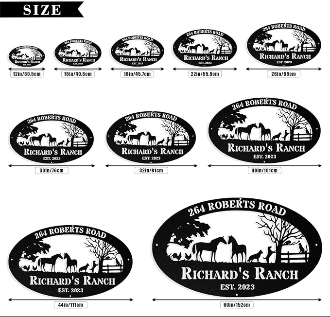 Personalized Farm Sign, Custom Ranch Sign, Custom Farm Metal Signs Outdoor, Customized Family Name Metal Signs for Farms, Ranch, Stable, Farmhouse, Housewarming Rancher Gifts