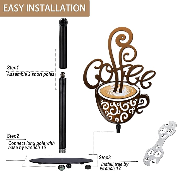Hexagram Coffee Kitchen Decor, Coffee Paper Towel Holder, Cute Vintage for Bar Kitchen Bathroom Countertop Gifts for Women Men Housewarming