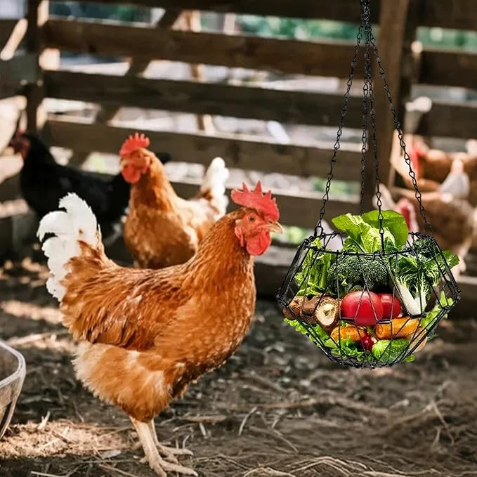 Hanging Chicken Feeder, Foldable Poultry Feeder Basket for Chicken Duck Coop, 1 Pcs
