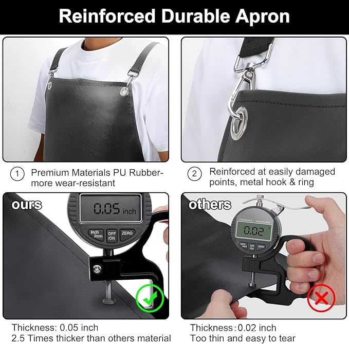 Waterproof Apron 2-Pack - 43" Heavy Duty Chemical Resistant with X-Straps - for Dishwashing, Butchering, Lab Work, Pet Grooming