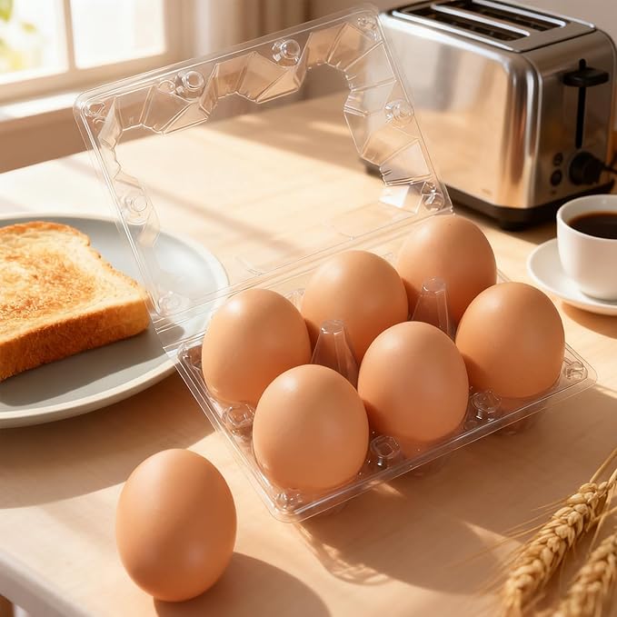 24Pack Plastic Clear Egg Carton for 6 Eggs,Egg Tray Reusable Medium Size Egg Cartons Perfect for Egg Trader Market Farmers Display Farmer Camping Picnic Travel Storage