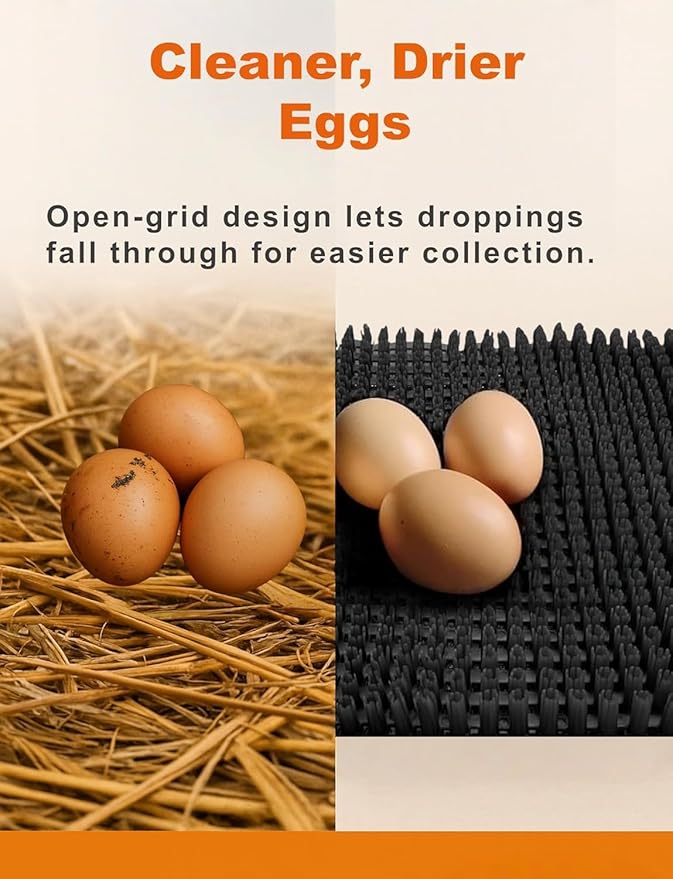 6-Pack Washable Chicken Nesting Pads for Chicken Coop, 13x11in Reusable Nest Box Liners, Trim-to-Fit Open-Grid Bedding for Cleaner Eggs, Heavy-Duty Poultry Supplies (Green)