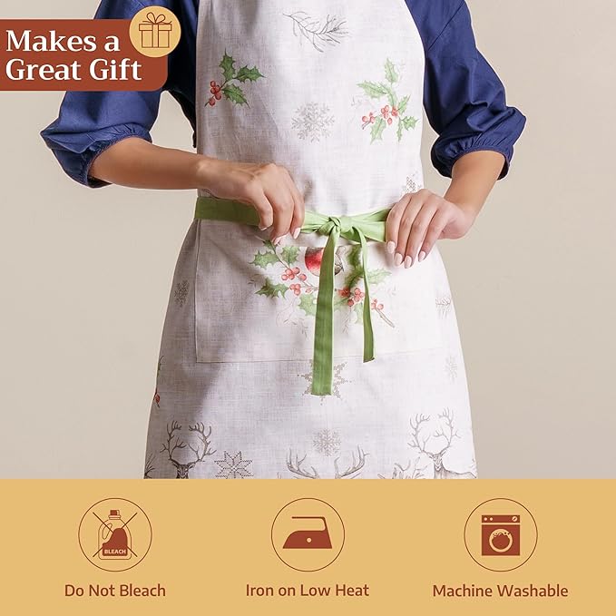 Maison d' Hermine 100% Cotton Apron for women with Pocket Kitchen Chef Apron for Men Cooking Easter Decorations