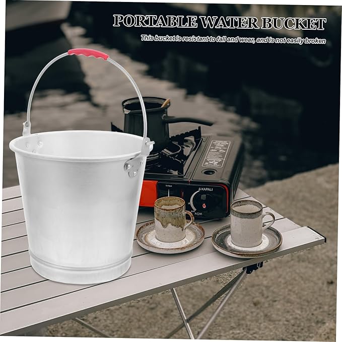 ABOOFAN Portable Aluminum Water Bucket Heavy-Duty Container for Farm Beach and Outdoor Use Capacity Multipurpose Design