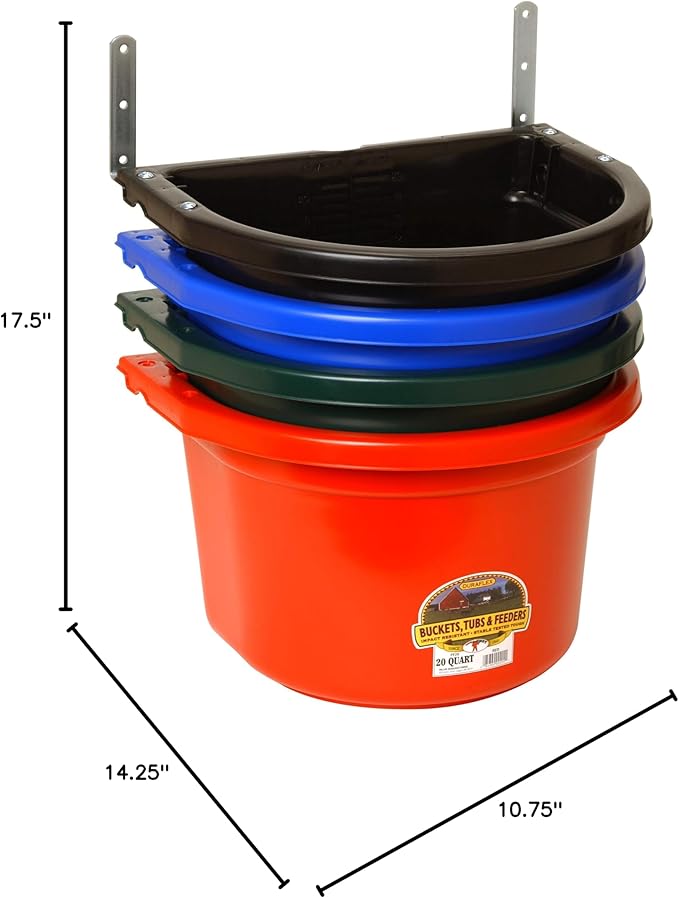 Little Giant® Plastic Fence Feeder | Pig Feeder | Clip On Fence Feeder | Mountable Feed Bucket | 20 Quarts | Red