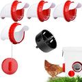 Chicken Feeder Port Kit –4 Pack Automatic Poultry Feeder Cups for Buckets & Bins, No Waste Rainproof DIY Chicken Feeders for Hens, Ducks & Other Poultry