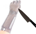 15cm Long Chainmail Glove for Butcher, Finger Protective Safety Work Glove, Cut Resistant Gloves with Metal Craw (XL)