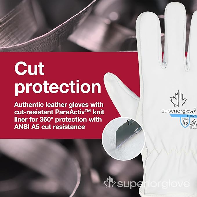 Superior Glove Endura Goatskin Leather Work Gloves Arc Flash Cut Resistant Safety Hand Protection