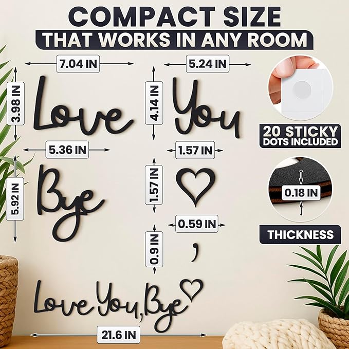 21.6" Love You Bye Sign Above Door Decor - Wall Sign Door Decorations, Good for Inside and Outside Use, Lightweight and Easy to Install Farmhouse Wall Art, Suitable for Hallway and Living Room
