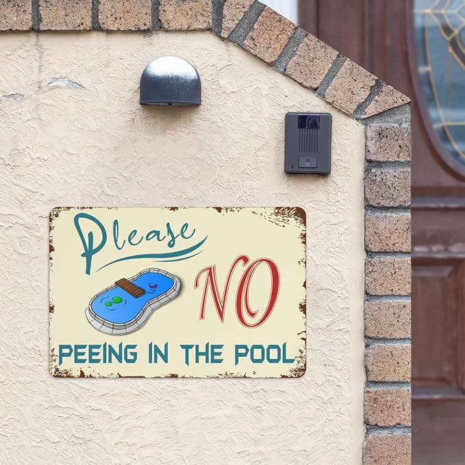 Pool Rules Sign - Hot Tub Sign 12"x 8" Pool Sign For Bundle 4 Pieces Pool Area Decorations Outdoor, Decor Funny For Swimming Pool Rules Gifts Garage Office Craft Room Living Room