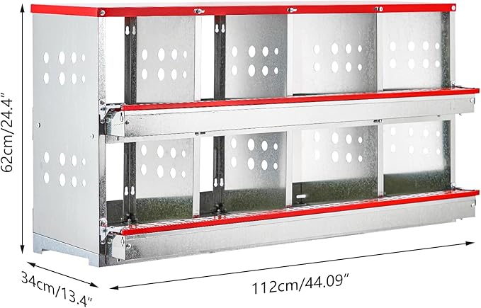Nesting Boxes for Laying Eggs, 8 Compartment Roll Out Away Nesting Boxes for Hens, Nesting Gift Metal Boxes for Chickens Duck Poultry, Heavy Duty Chicken Coop with Perch
