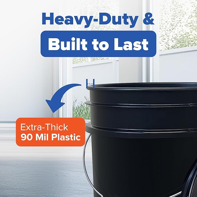ePackageSupply 5 Gallon Bucket with Airtight Lid | Made in USA | Food Grade | Heavy-Duty Premium HPDE Plastic | Durable 90 Mil All Purpose Pail | Easy Stack and Store | BPA Free | 12 Count