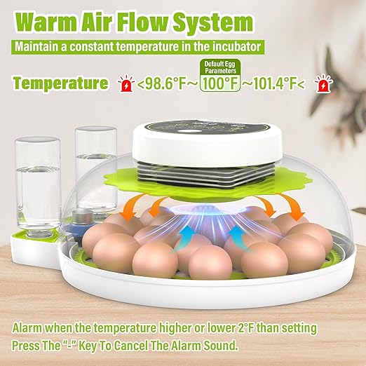 Egg Incubator with Automatic Egg Turning and Humidity Control, Chicken Incubators for Hatching Eggs, Holds 18 Eggs Encabulator for Chicken, Suitable for Hatching Chickens, Quails, Ducks,Parrots,Geese