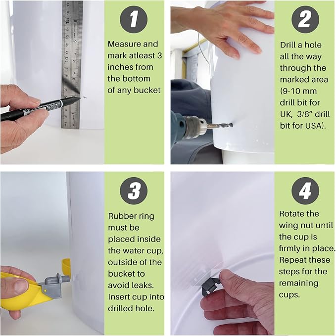 (5 Cups) Chicken Water Cups Feeder, Automatic Chicken Waterer, Anti-Leak System, Holds 50% More Water, Suitable for Chicks, Chicken, Duck, Quail, Turkey