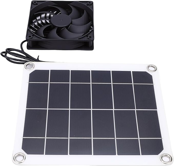 Pssopp Solar Panel Fan Kit Solar Panel Fan Kit, Powered Greenhouse Ventilator for Household Small Chicken Coops Greenhouses Sheds Nan