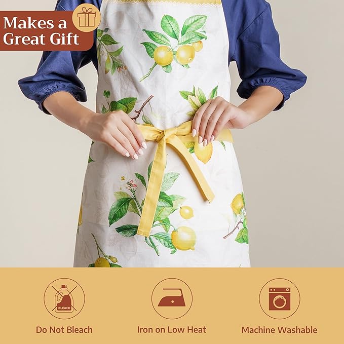 Maison d' Hermine 100% Cotton Apron for women with Pocket Kitchen Chef Apron for Men Cooking Easter Decorations