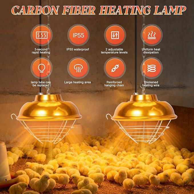 Chicken Heat Lamp Chick Brooder Chickens Coop Heater Heating Lamp for Outdoor & Indoor 300W Heater for Dog Rabbit Duck Chicken Piglet Goat (300W)