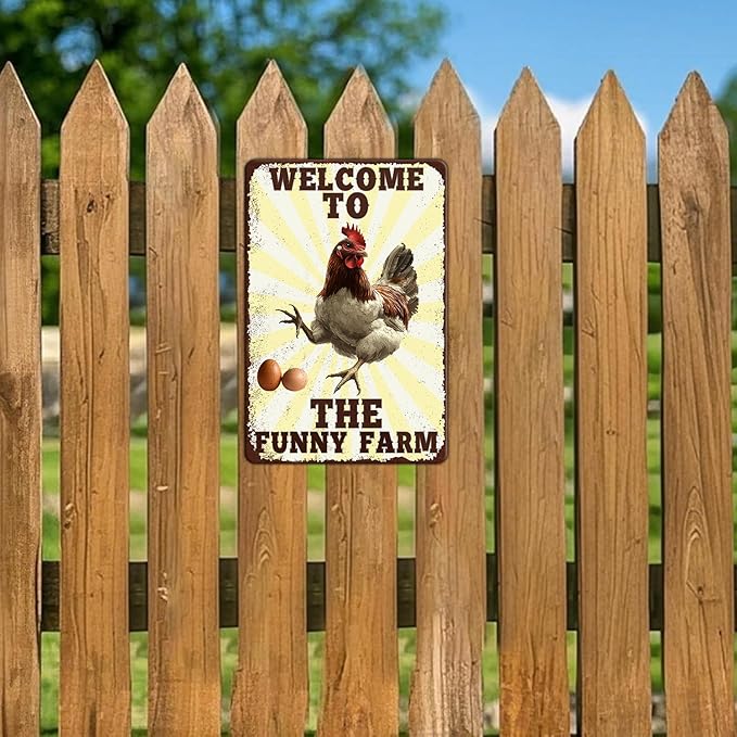 Funny Chicken Signs Welcome To Our Coop Chicken The Funny Farm Aluminium Sign Metal Chicken Signs Decor Home Ktichen Farm Are Wall 12x8 Inch Vintage Chicken Signs For Coop Metal Tin Poster