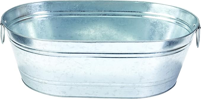 Little Giant® Galvanized Oval Tub | Versatile Utility Metal Tub with Handles | Feeding, Watering & Washing Tub | 5.5 Gallon