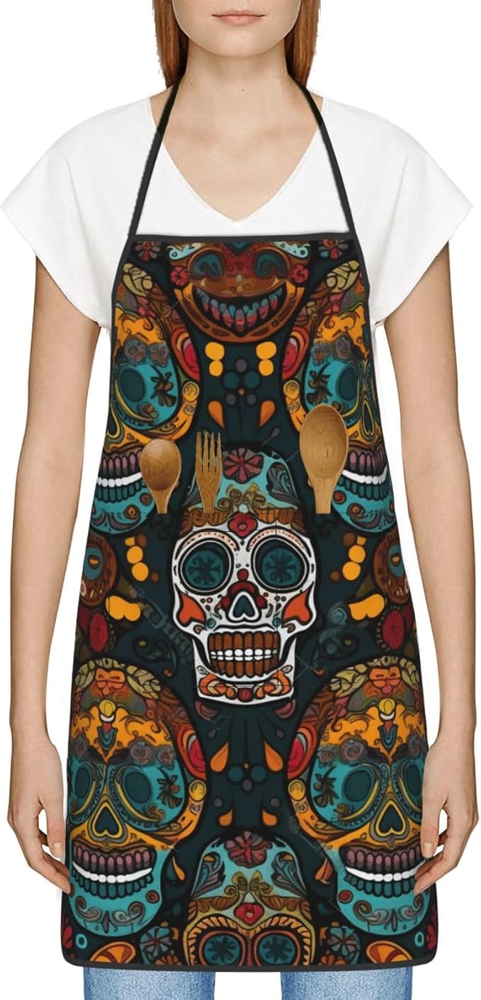 Cute Colorful Dog Paw Printed Unisex Bib Aprons BBQ Cooking Kitchen Aprons for Women Men Chef