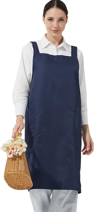 APRONNER Comfortable Water Repellent Cross Back Aprons for Women with Pockets for Cooking Kitchen Baking Adjustable Unisex