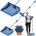 Chicken Poop Scooper, 10 Inch 2 in 1 Stainless Steel Sand Sifting Shovel & Rake with 35" to 62" Adjustable Length, Durable Litter Cleaner with Detachable Handle for Chicken Coop Farm Animal(Blue)