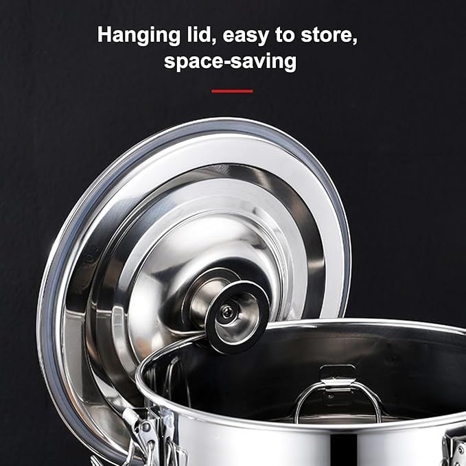 Oil Container - Airtight Stainless Steel Storage Bucket, 5L 9L 14L Large Capacity Canister with Sealed Lid Lock, Freshness Preserving Food Safe Function, Ideal for Flour Coffee Sugar Baking