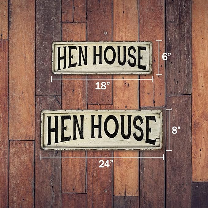 HEN HOUSE Sign Farmhouse Signs Wall Decor Art Country Decorations Rustic Vintage Home Tin Plaque Farm Chickens Eggs Gift 8 x 24 Matte Finish Metal 108240028193