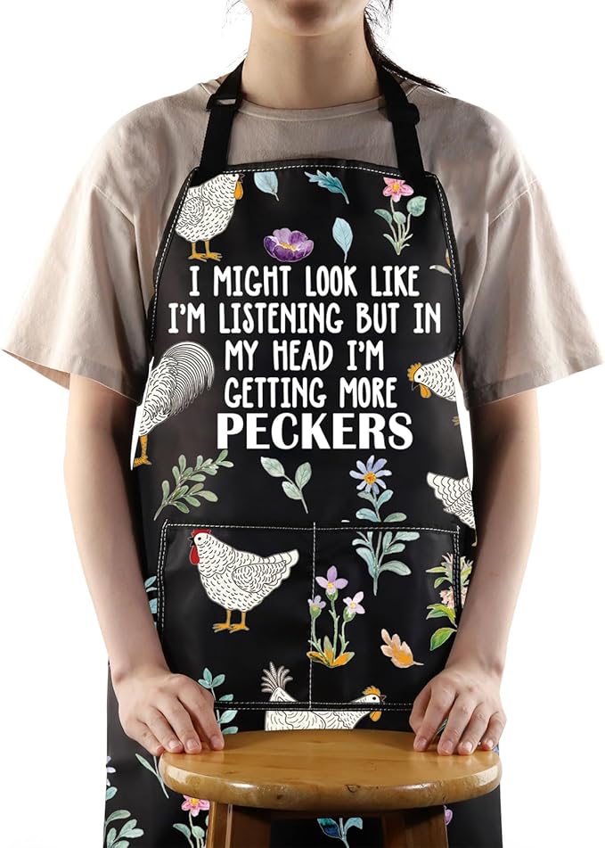 G2TUP Chicken Kitchen Apron - Cooking Apron for Ladies & Farmers